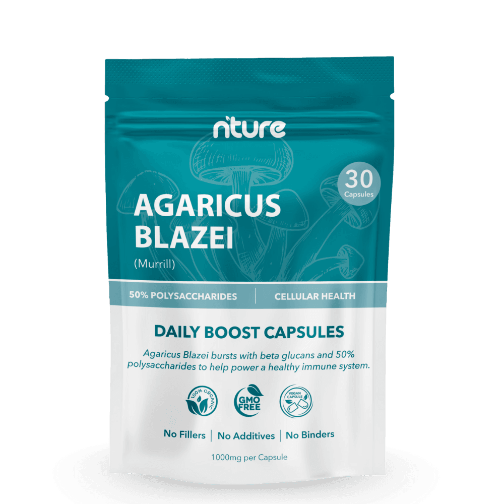 Agaricus Blazei Mushroom Capsules – front label